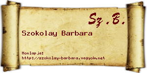 Szokolay Barbara névjegykártya